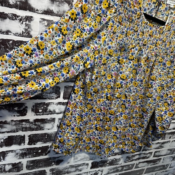 Pleione Feminine Coquette Prairie Style Multicolor Floral Smocked Blouse Size XL - Picture 5 of 7